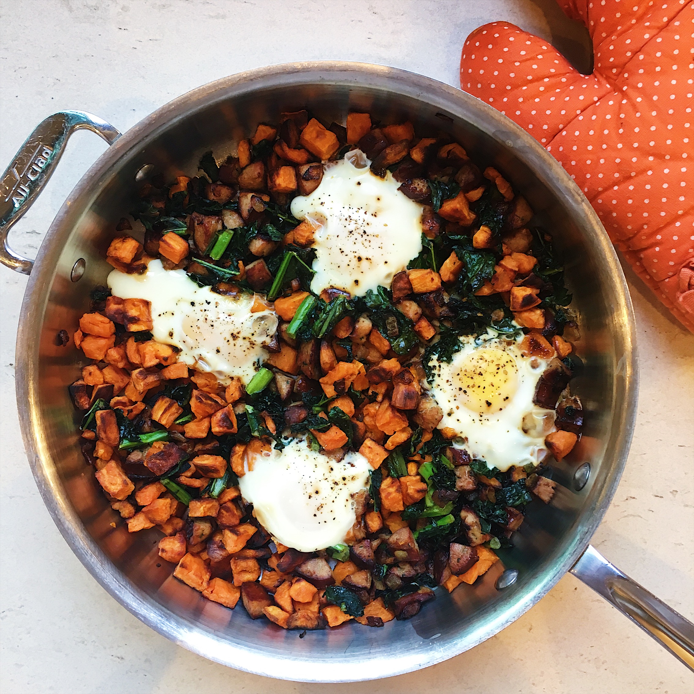 Sweet Potato Hash with Sausage and Eggs
