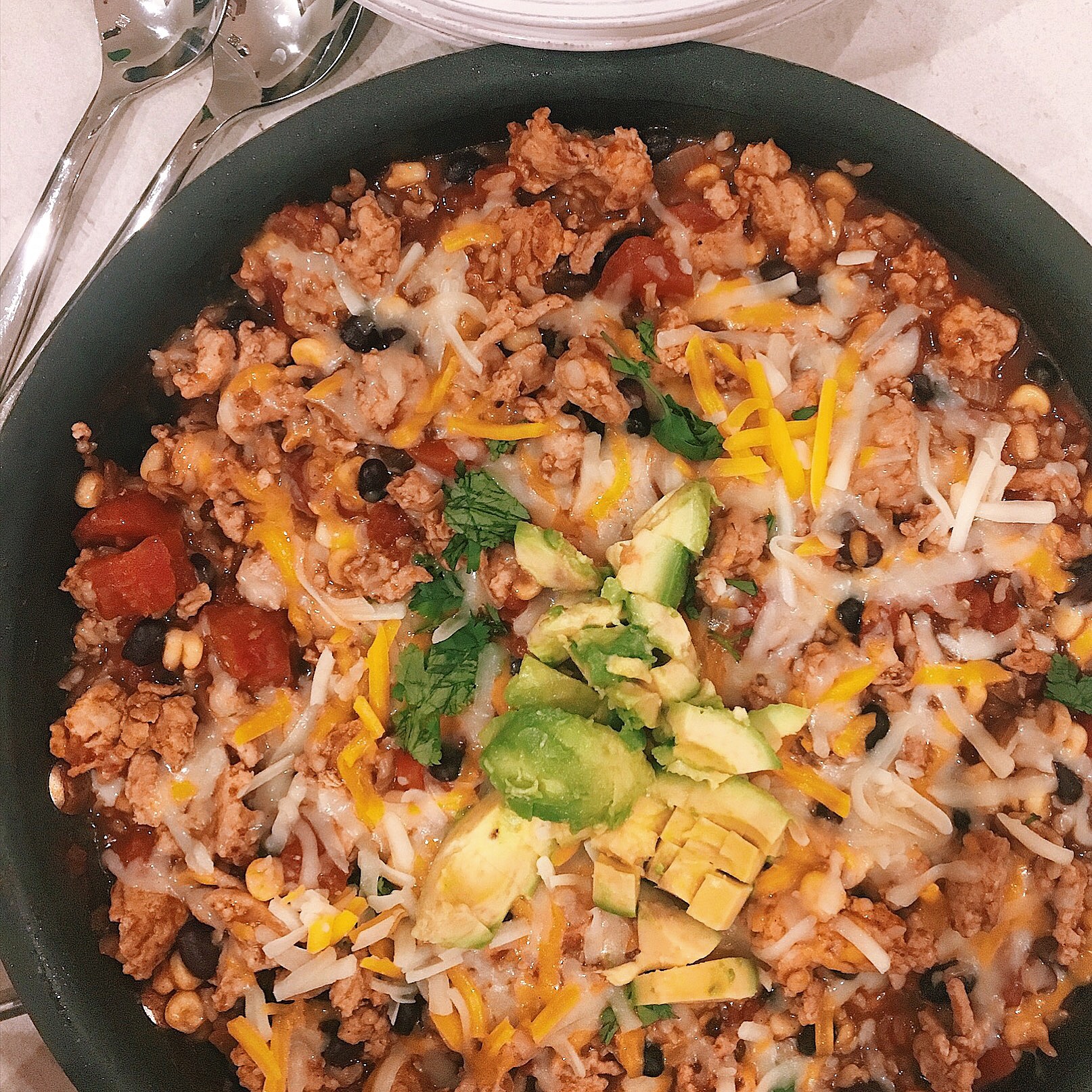 Taco Turkey and Rice Skillet Dinner