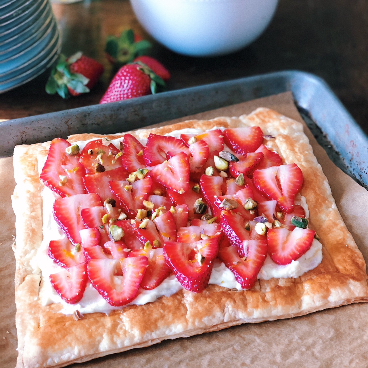 Easiest Strawberry Puff Pastry Tart