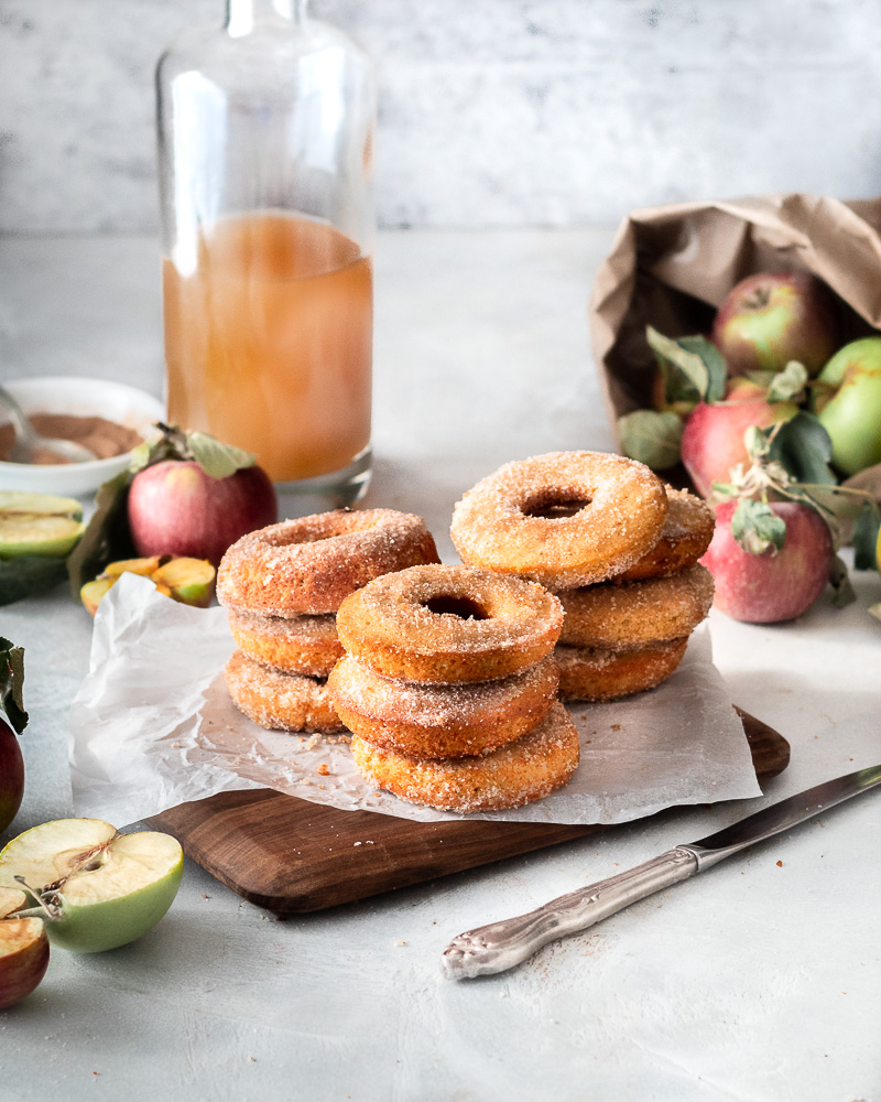 Baked Apple Cider Donuts with Cinnamon Sugar Topping