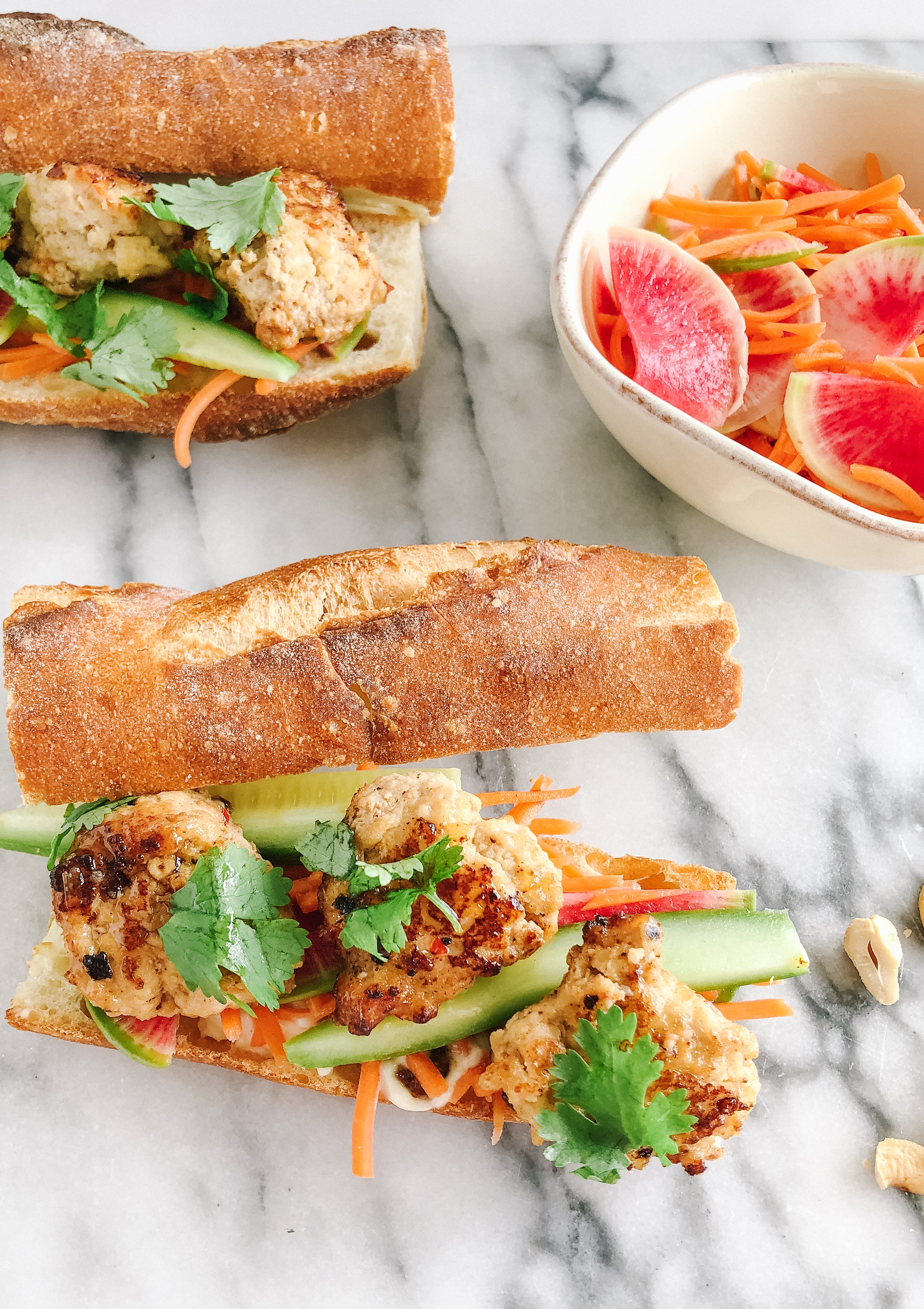 Turkey Meatball Banh Mi Sandwich