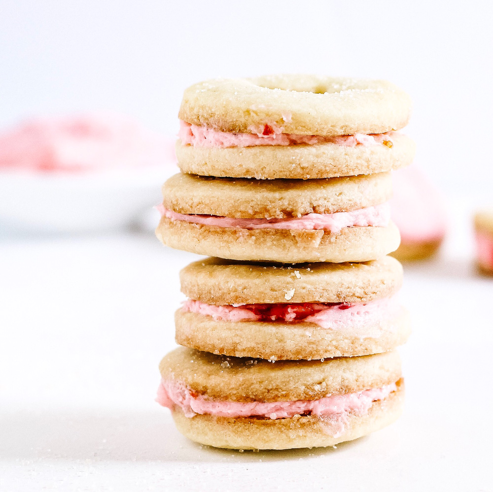 Strawberry Shortbread Cookie Sandwiches