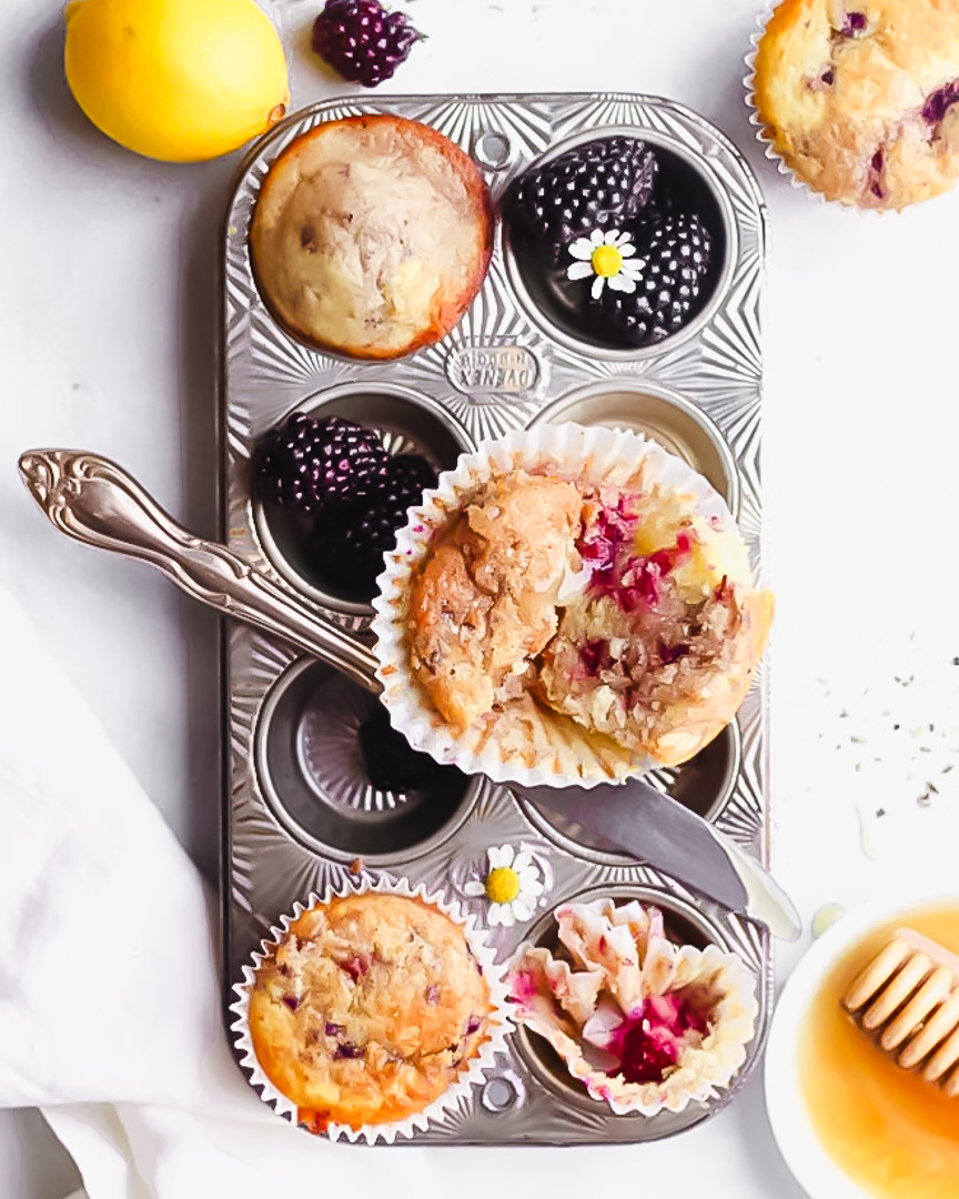 Lemon Blackberry Chamomile Muffins