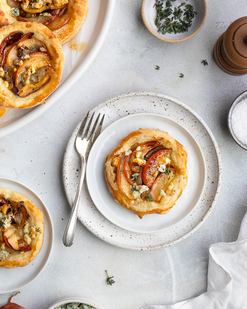 Easy Puff Pastry Apple & Blue Cheese Tarts