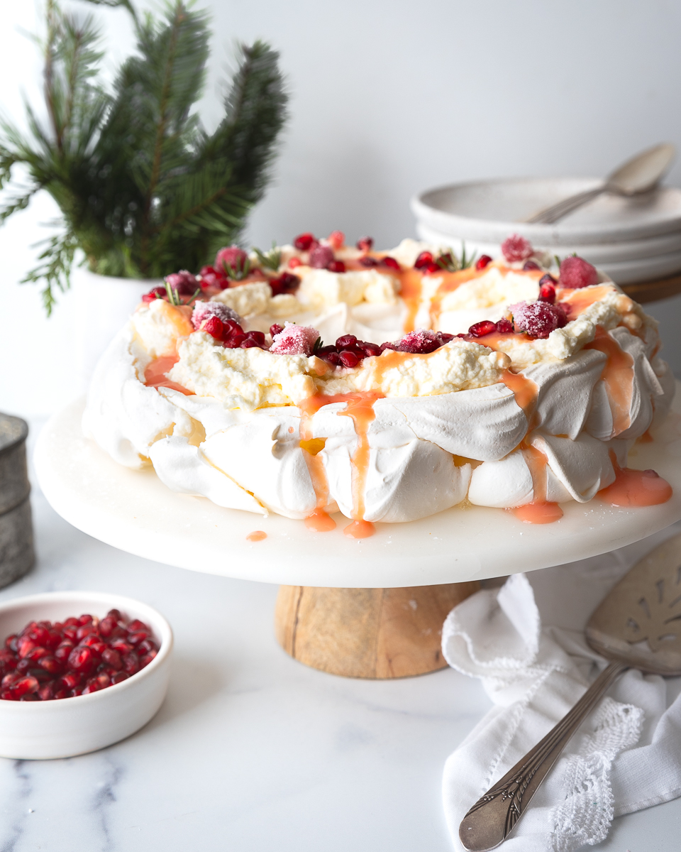 Holiday Cranberry & Pomegranate Pavlova Wreath