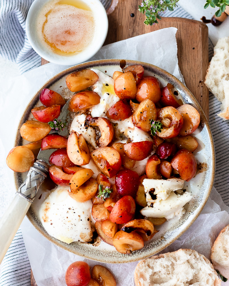 Fresh Burrata Cheese with Balsamic Cherries