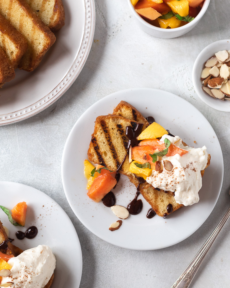 Grilled Pound Cake with Mexican Chocolate Sauce