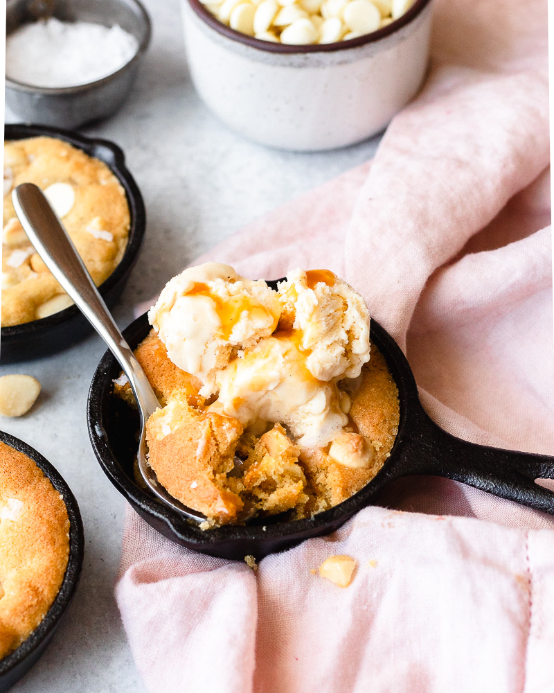 The Best White Chocolate Chip Mini Skillet Cookies