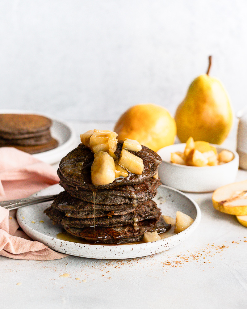 Easy Buttermilk Buckwheat Pancakes with Pears