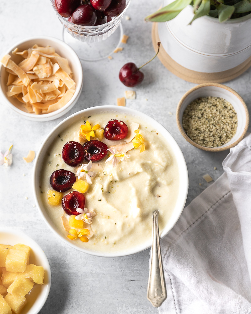 Easy Piña Colada Smoothie Bowls {Vegan}