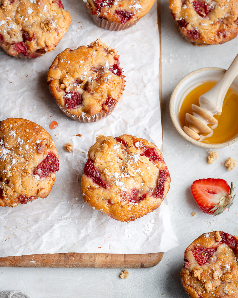 The Best Healthy Strawberry Granola Muffins