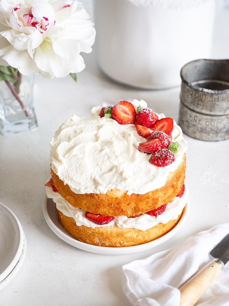 Vanilla Strawberry Cake with Whipped Cream