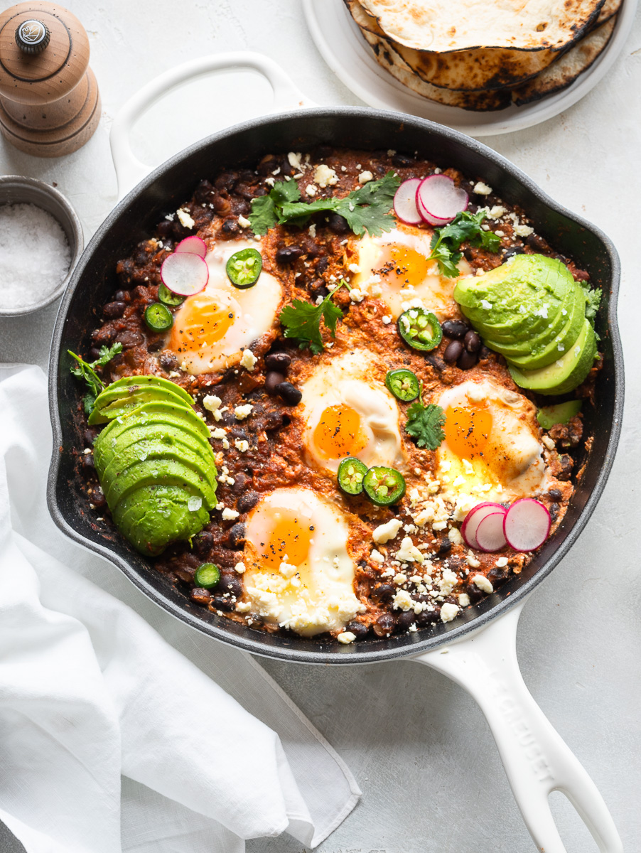 Skillet Huevos Rancheros with Black Beans
