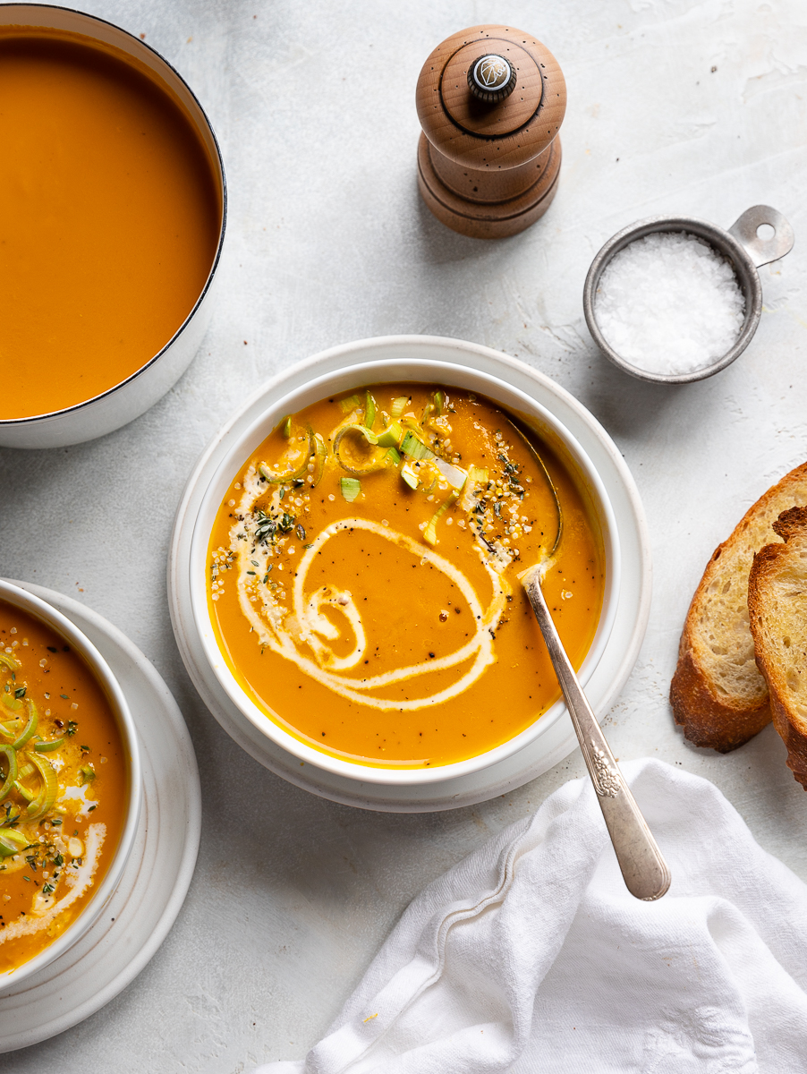 The Tastiest Leek and Roasted Carrot Soup